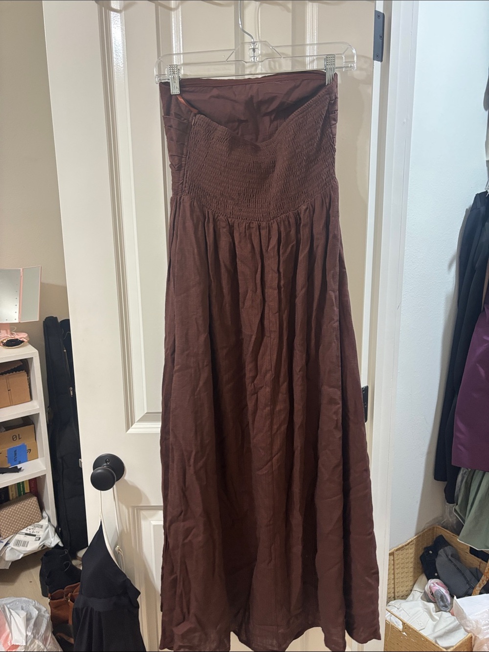 Petal & Pup Strapless Brown Maxi Dress - Picture 5 of 6